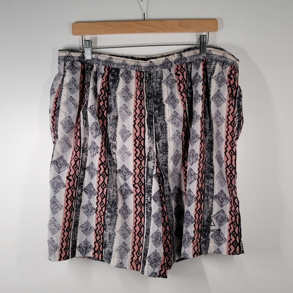 Vintage 90s Le Coq Sportif Swim Trunks Board Shorts Tribal Print Men Size XL